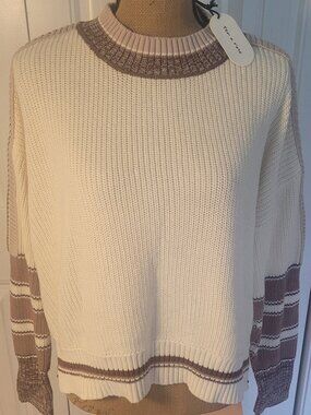TEA n ROSE Sweater in Cotton; Mixed Fall Neutrals; NWT; S; SUPER-CUTE & Comfy!!